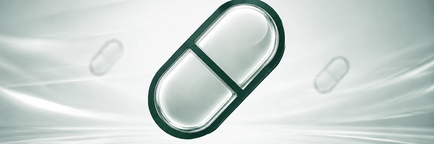 A glass capsule floating in a pale futuristic space